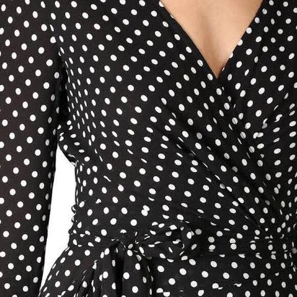 Zimmermann $800 black wrap polka dot midi dress size 0 - Picture 4 of 7